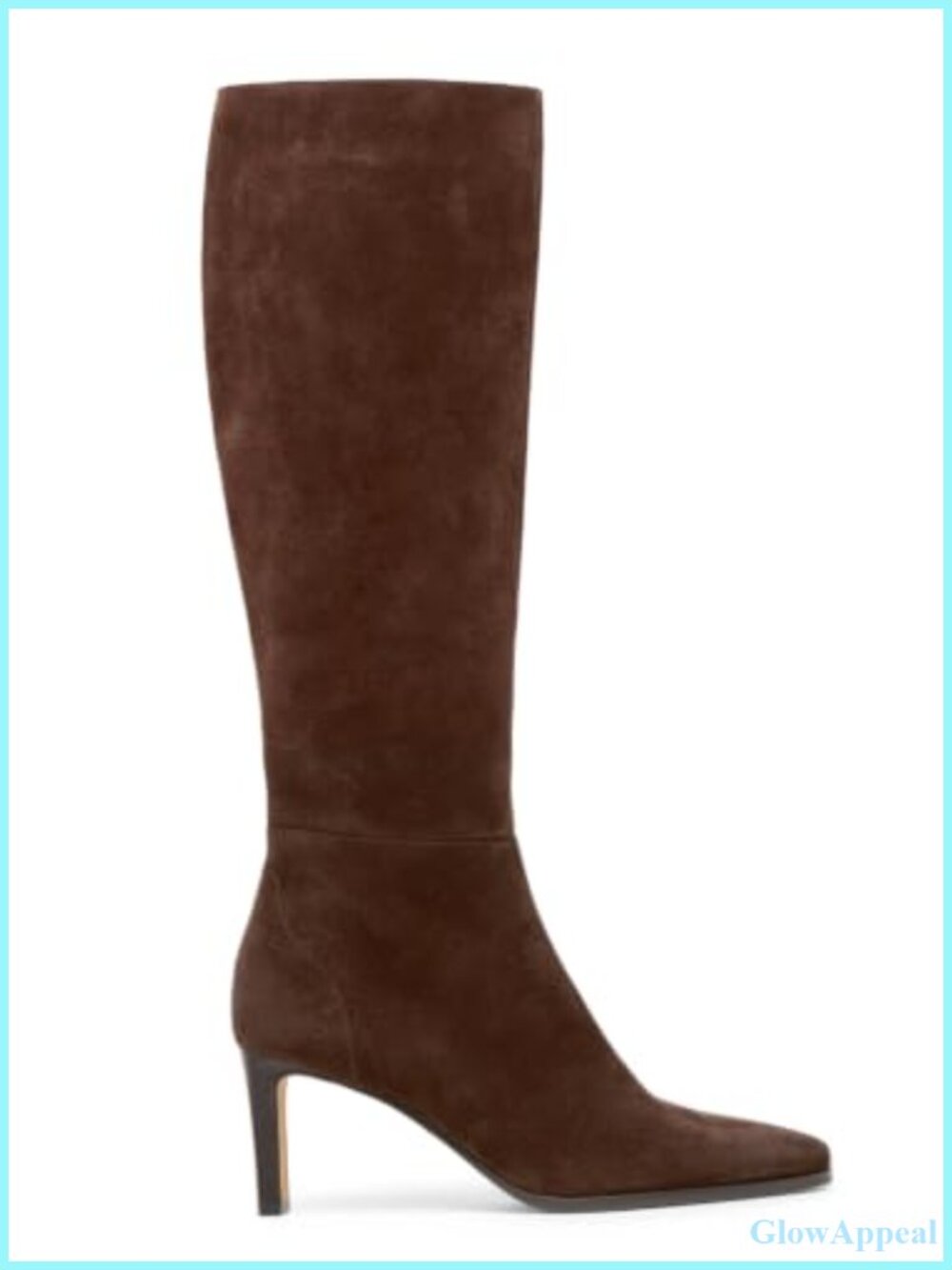 Knee High Boots Faux Suede Stacked Heel Side Zip Tall Dress Boots